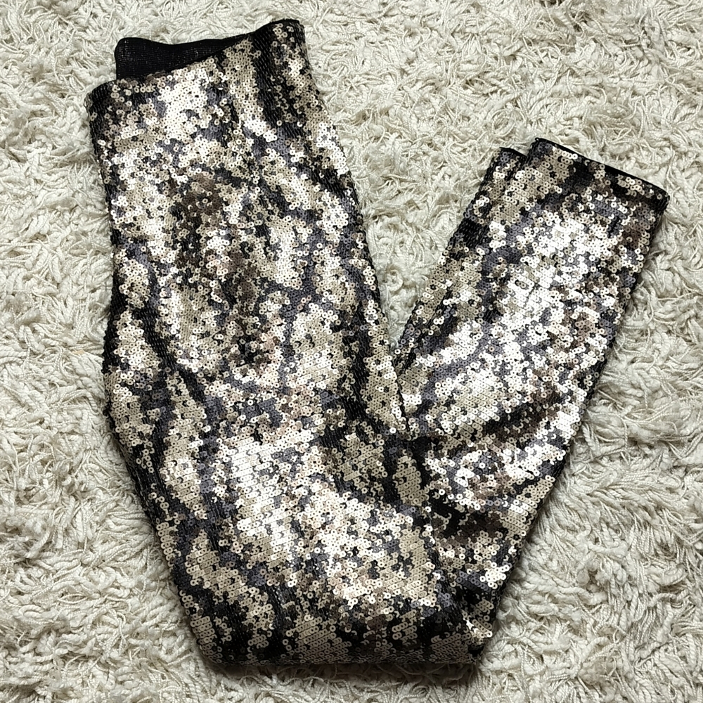 NWT Byron Lars Beauty Mark Sequin Leggings Matte Neutrals Size 6